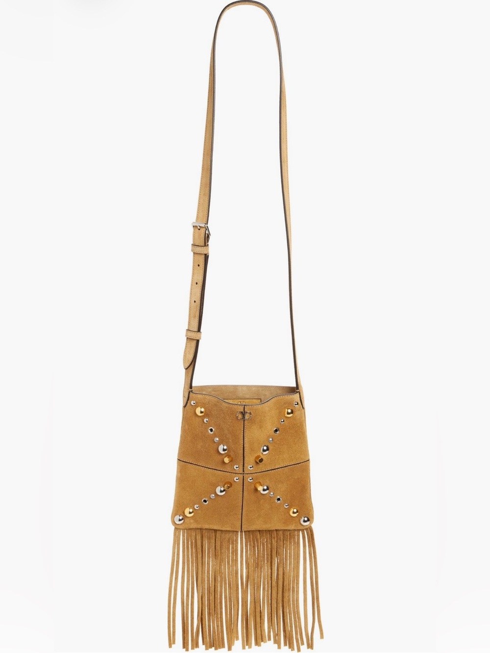 NWT Authentic Valentino Garavani Small Nellcôte Fringe Stud Suede Crossbody Bag - Picture 2 of 14